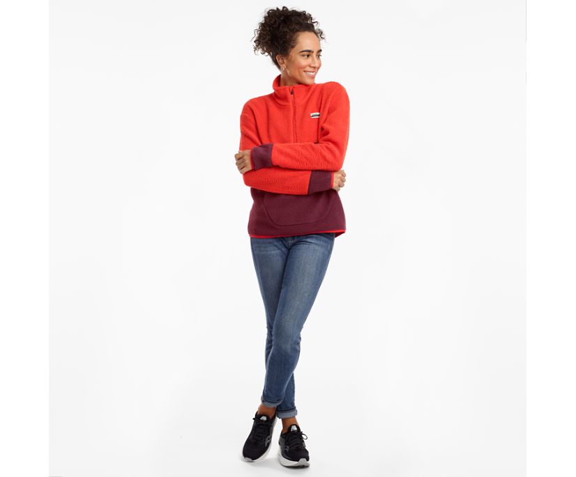 Saucony Fireside Fleece Anorak Women's Jackets Red / Burgundy | Canada 338MQZA